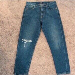 Express Blue Distressed Tapered Ankle Women's Jeans - Conscious Edit